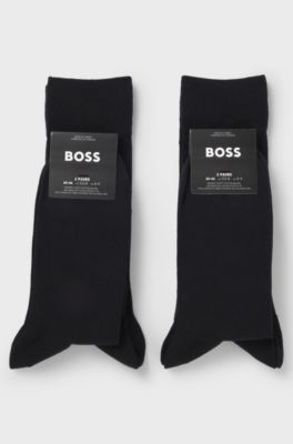 Lot de quatre paires de chaussettes mi-mollet avec logo, Noir