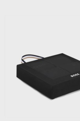 Four-pack of regular-length socks with branding, Black