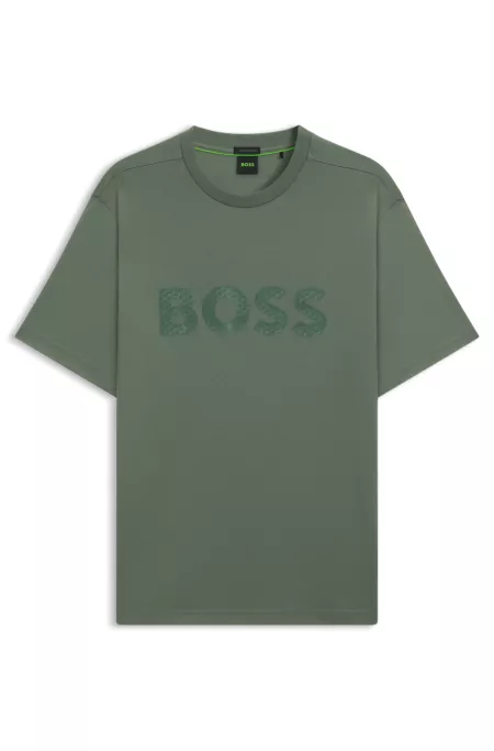 Cotton-jersey T-shirt with structured logo