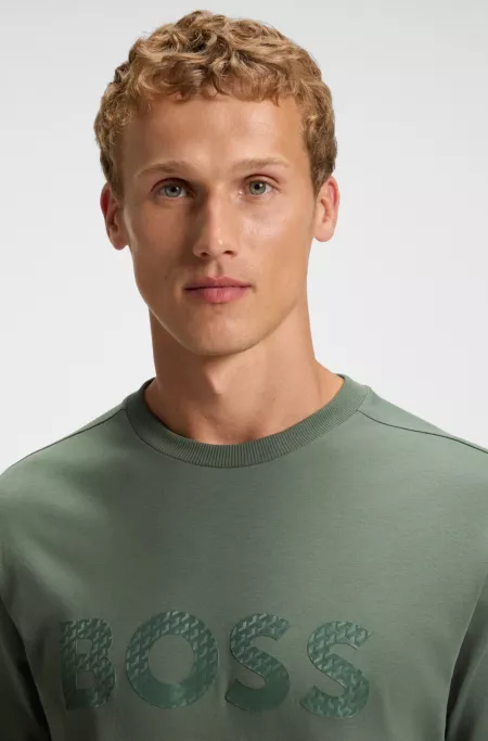 Cotton-jersey T-shirt with structured logo