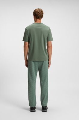 Cotton-jersey T-shirt with structured logo, Green