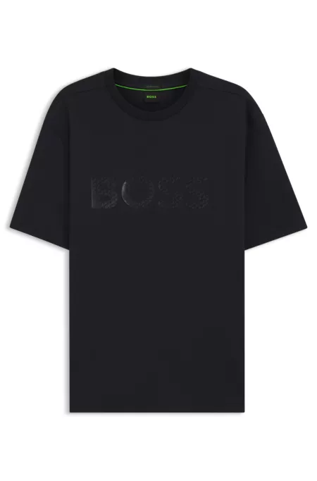 Cotton-jersey T-shirt with structured logo
