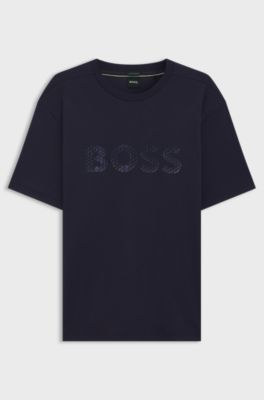 Cotton-jersey T-shirt with structured logo, Purple