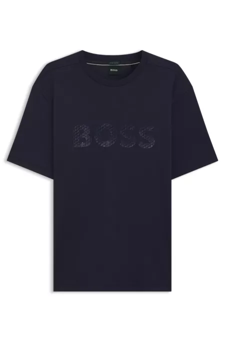 Cotton-jersey T-shirt with structured logo