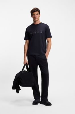 Cotton-jersey T-shirt with structured logo, Purple