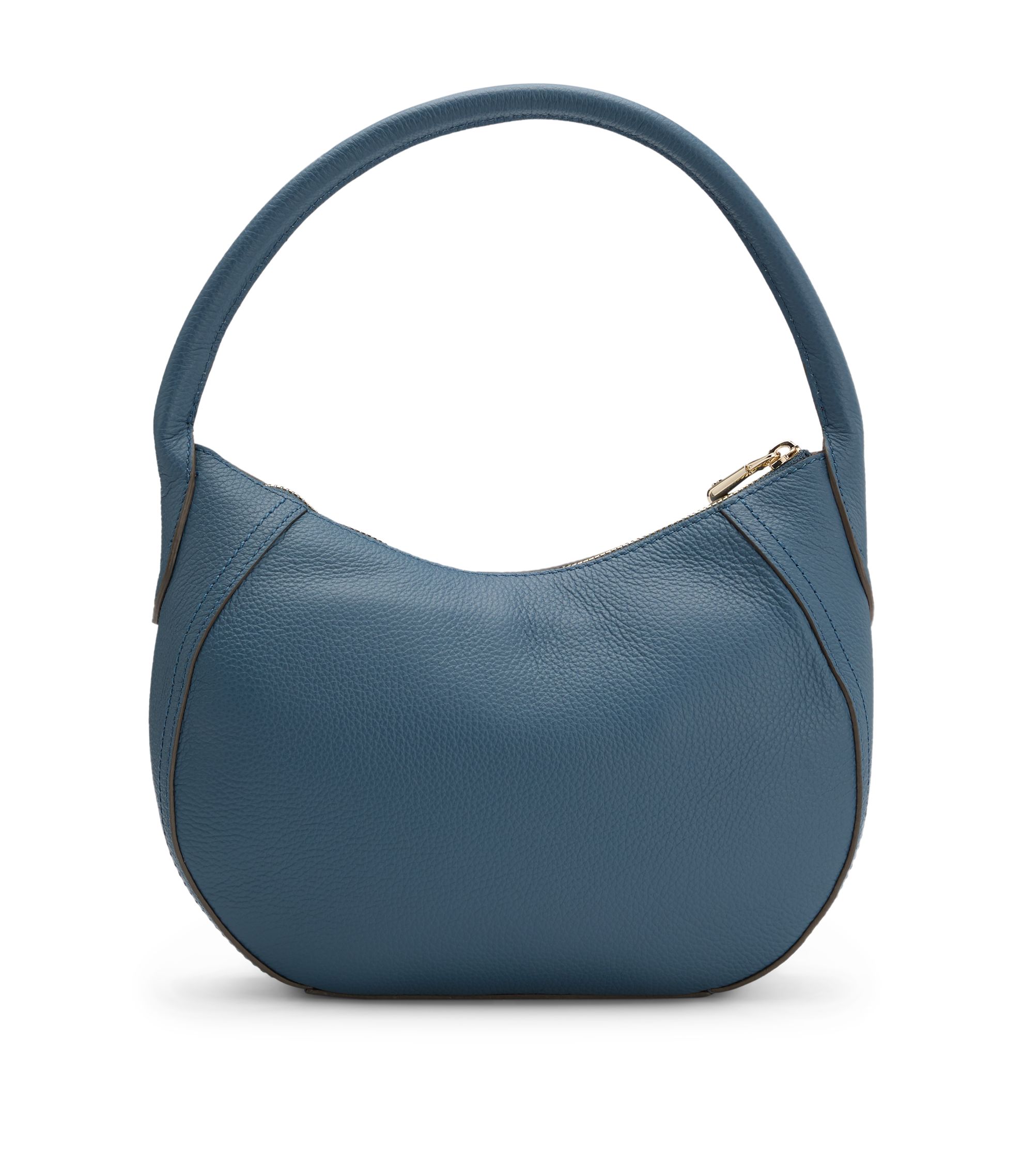 BOSS - Leather hobo bag with logo detail - Blue
