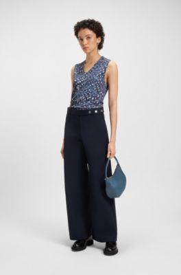 Leather hobo bag with logo detail, Blue