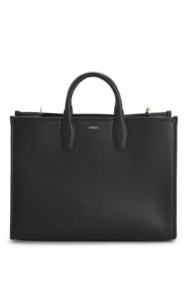 Bolso tote con correa desmontable con logo, Negro