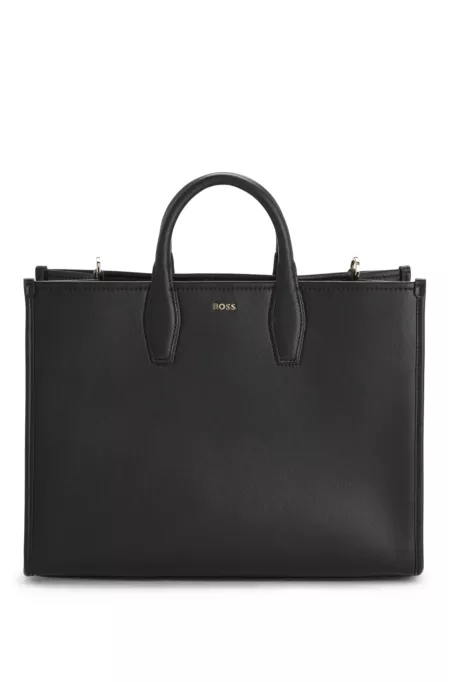Tote bag with detachable logo strap
