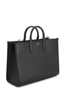 Tote bag with detachable logo strap, Black