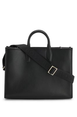 Tote bag with detachable logo strap, Black