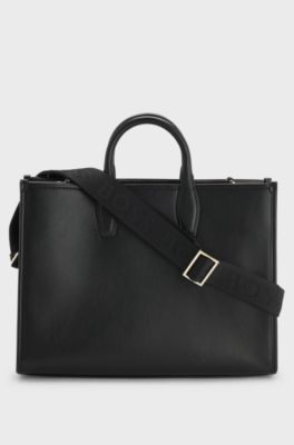 Cabas avec bandouli&egrave;re logot&eacute;e amovible, Noir