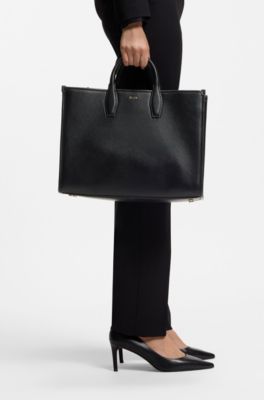 Tote bag with detachable logo strap, Black