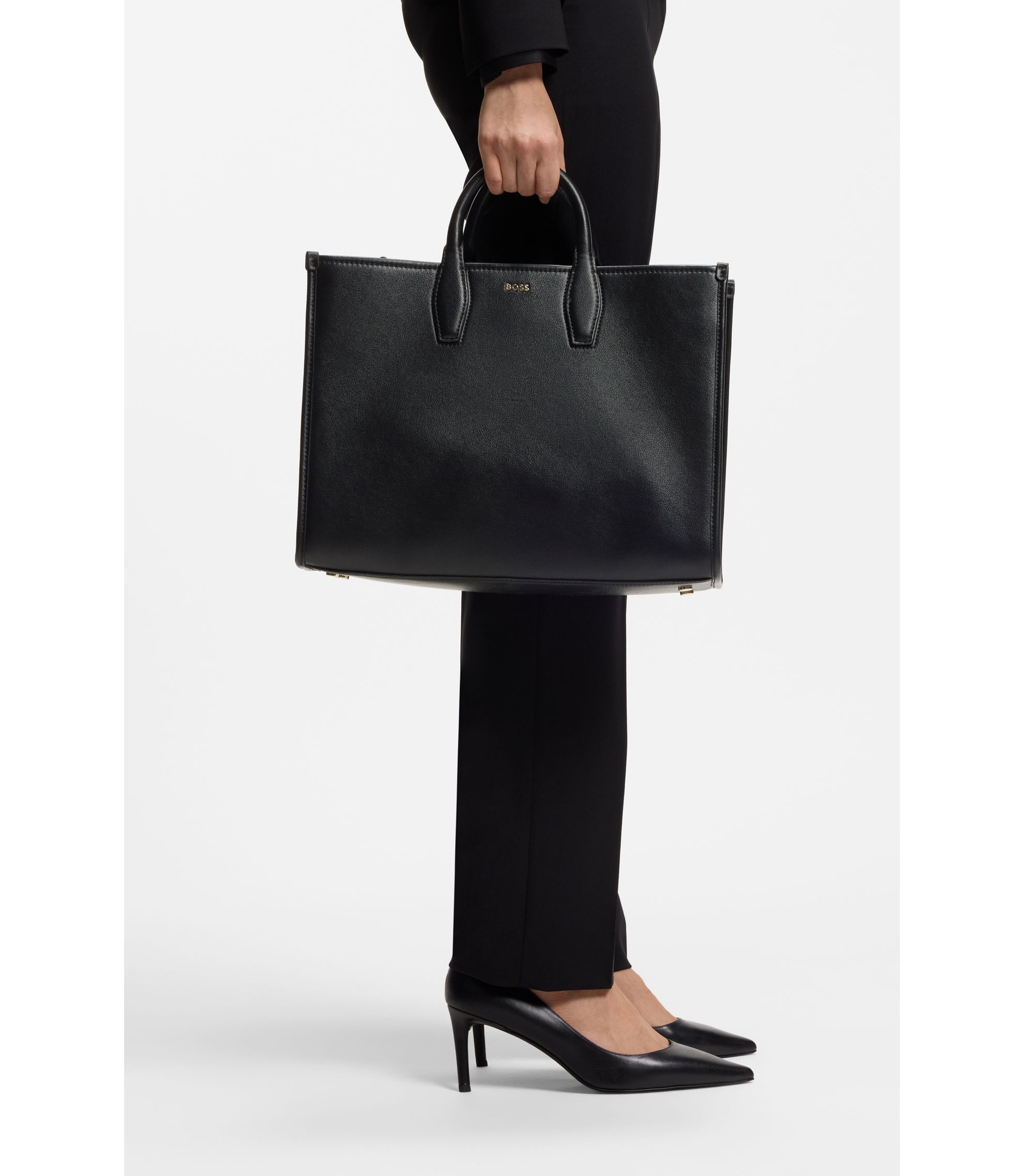 BOSS - トートバッグ デタッチャブル ロゴストラップ - ブラック