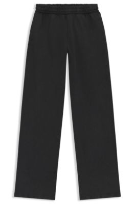 Tracksuit-bukser i sweatstof af bomuld med rhinstenslogo, Sort