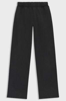 Cotton-terry tracksuit bottoms with rhinestone logo, Black