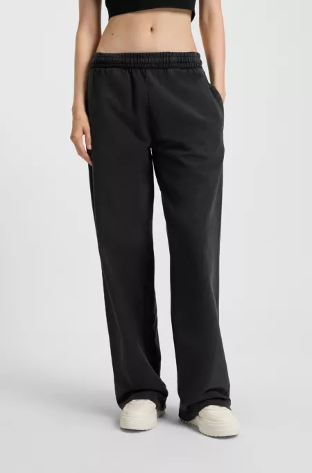 Cotton-terry tracksuit bottoms with rhinestone logo