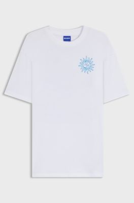 Camiseta oversize fit de algod&oacute;n con logo de dise&ntilde;o, Blanco