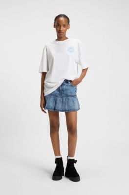 Camiseta oversize fit de algod&oacute;n con logo de dise&ntilde;o, Blanco