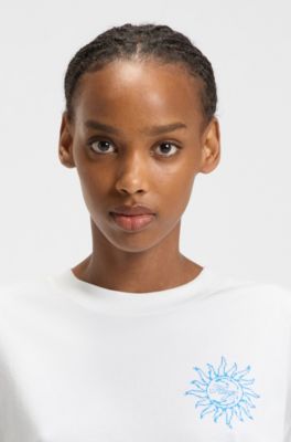 Camiseta oversize fit de algod&oacute;n con logo de dise&ntilde;o, Blanco
