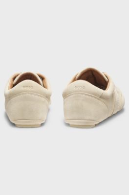 Suede trainers with Double B monogram, Light Beige