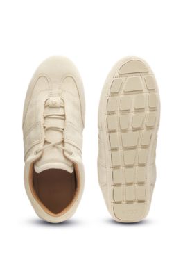 Suede trainers with Double B monogram, Light Beige