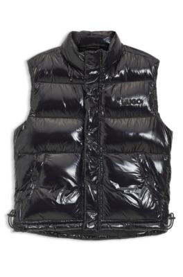 Wasserabweisende Weste aus schimmerndem Gewebe, Schwarz