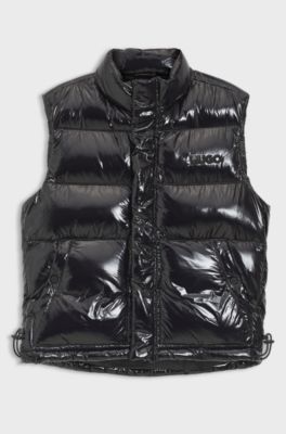 Gilet idrorepellente in tessuto lucido, Nero