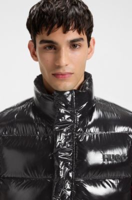 Gilet idrorepellente in tessuto lucido, Nero