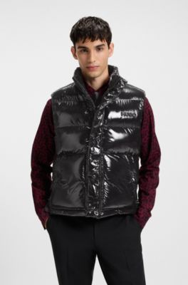 Gilet idrorepellente in tessuto lucido, Nero