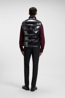 Gilet idrorepellente in tessuto lucido, Nero