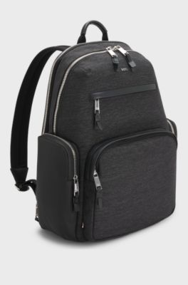 Sac &agrave; dos avec poches lat&eacute;rales contrastantes, Gris sombre