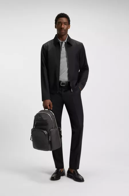 Backpack with contrast side pockets