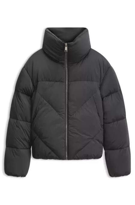 Zipped puffer jacket in lustrous fabric
