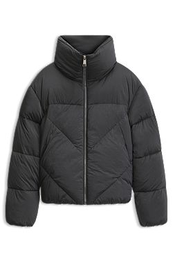 Zipped puffer jacket in lustrous fabric