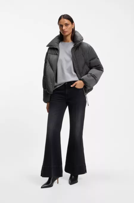 Zipped puffer jacket in lustrous fabric