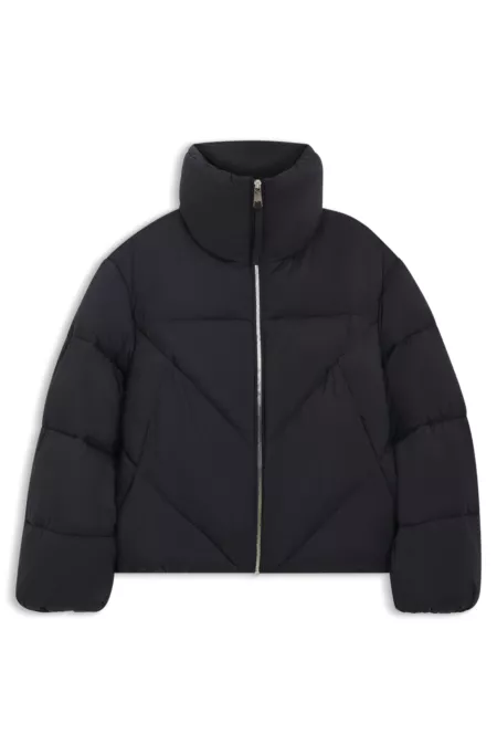 Zipped puffer jacket in lustrous fabric