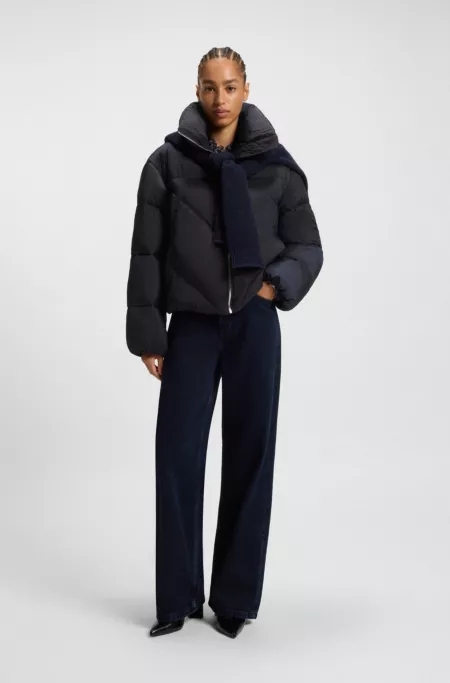Zipped puffer jacket in lustrous fabric