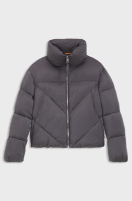 Zipped puffer jacket in lustrous fabric, Purple