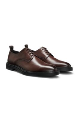 Leather Derby shoes with rubber sole, Brown