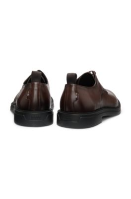 Leather Derby shoes with rubber sole, Brown