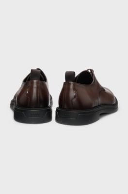 Leather Derby shoes with rubber sole, Brown