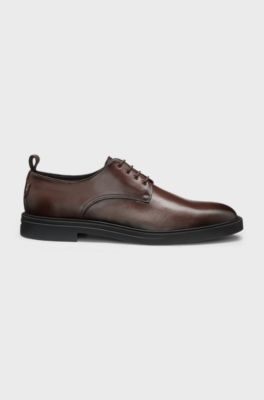 Leather Derby shoes with rubber sole, Brown