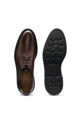 Leather Derby shoes with rubber sole, Brown