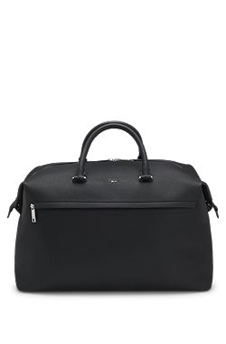 Grainy faux-leather holdall with detachable strap