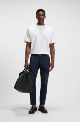 Grainy faux-leather holdall with detachable strap, Black