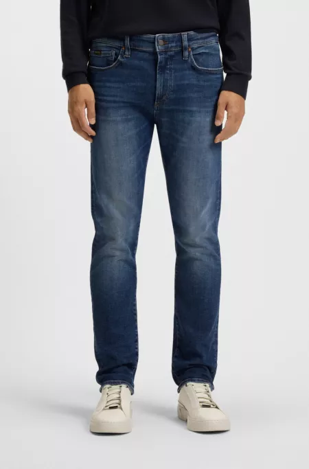 Slim-fit jeans in blue performance-stretch denim