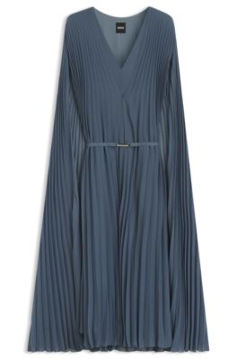 ベルテッドドレス クリンクルシフォン オーバーレイ, ブルー