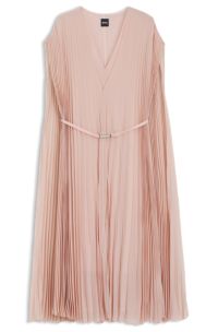 Belted dress in crinkle chiffon with overlay, light pink