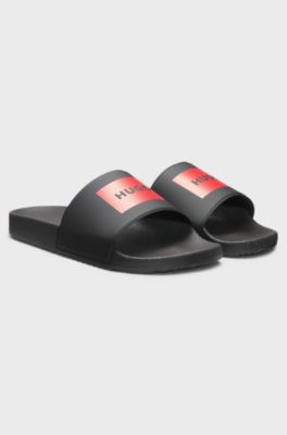Slides with logo strap, Black